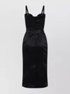 Dolce & Gabbana Ankle-length Fitted Silhouette Dress With Side Cut-outs In Black