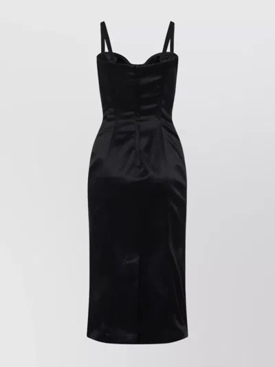 Dolce & Gabbana Ankle-length Fitted Silhouette Dress With Side Cut-outs In Black