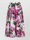 Dolce & Gabbana Womens Peonie Fuxia F.bco Floral-print Cotton Midi Skirt In Brown