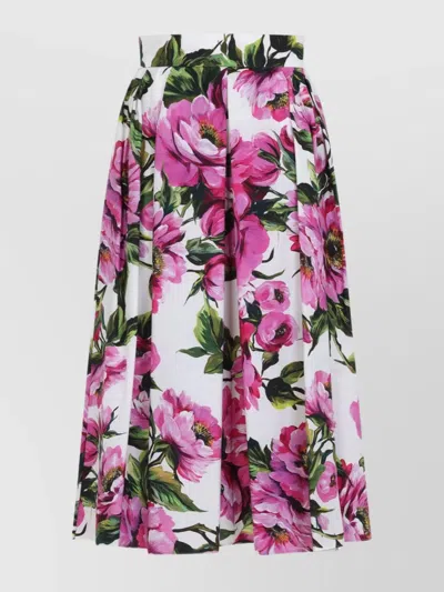 DOLCE & GABBANA ANKLE-LENGTH HIGH-WAIST FLORAL PRINT SKIRT