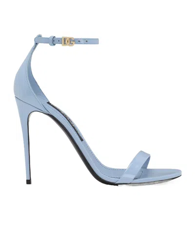 Dolce & Gabbana Ankle Strap Leather Sandals In Blue