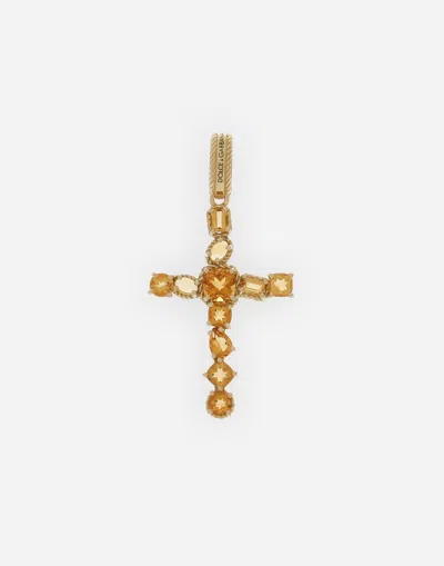 Dolce & Gabbana Anna Charm In Yellow Gold 18kt With Citrines Quartzes