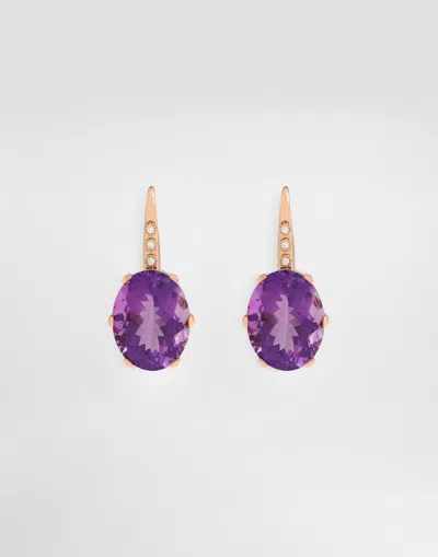 Dolce & Gabbana Anna Earrings In 18-carat Red Gold With Amethysts And Diamonds