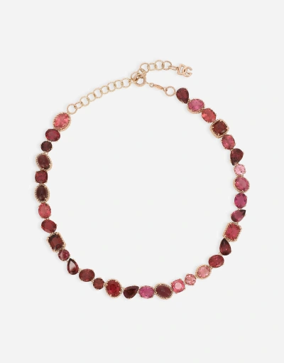 Dolce & Gabbana Anna Necklace In Red Gold 18kt With Toumalines In レッド