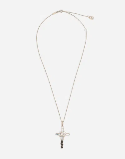 Dolce & Gabbana Anna Pendant In Red Gold 18kt With Colouless Topazes, Grey And Black Spinels In White