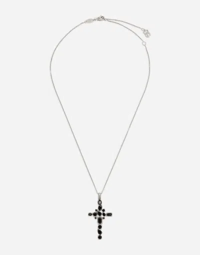 Dolce & Gabbana Anna Pendant In White Gold 18kt And Black Spinels