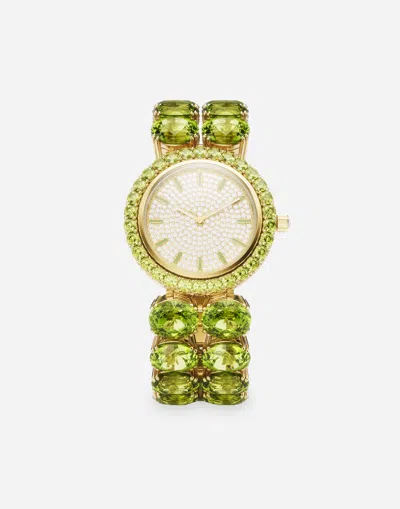 Dolce & Gabbana Anna Watch In Yellow Gold 18kt And Peridots In ゴールド