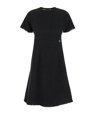 DOLCE & GABBANA APPLIQUÉ-LOGO BOUCLÉ MINI DRESS