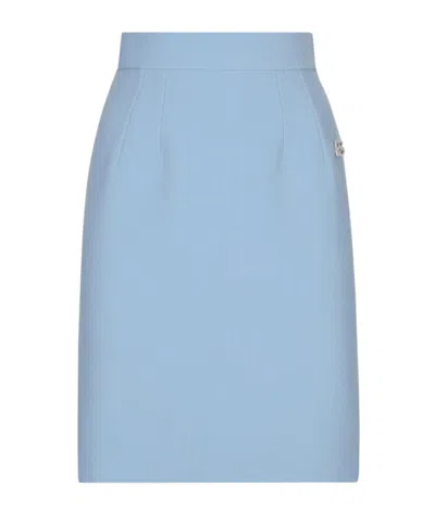 Dolce & Gabbana Appliqué-logo Straight Skirt In Blue