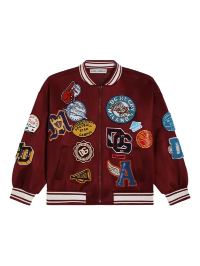 Dolce & Gabbana Kids' Appliqué-embellishment Bomber Jacket In Red