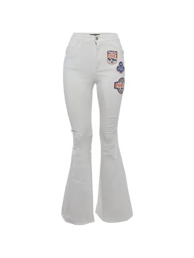 Pre-owned Dolce & Gabbana Applique Patch Jeans In White