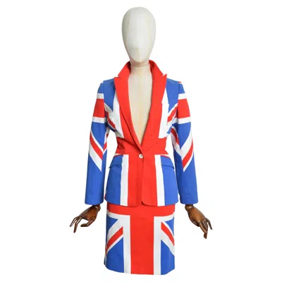 Pre-owned Dolce & Gabbana Archival  Union Jack Blazer Jacket And Skirt Suit Set In Sand
