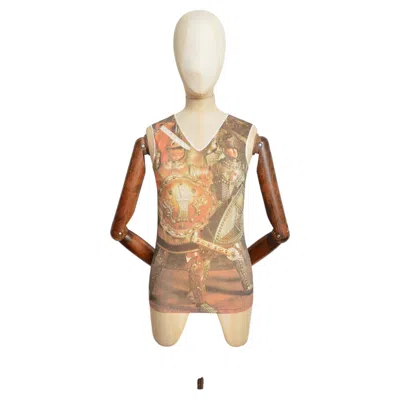 Pre-owned Dolce & Gabbana Archival Renaissance Medieval Knights Mesh Tank Top - Cami Vest In Brown