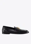 Dolce & Gabbana Logo Plaque Calf Leather Loafers