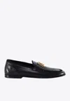Dolce & Gabbana Ariosto Leather Cross-over Loafers In Black