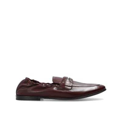 Dolce & Gabbana Ariosto Leather Loafers In Brown