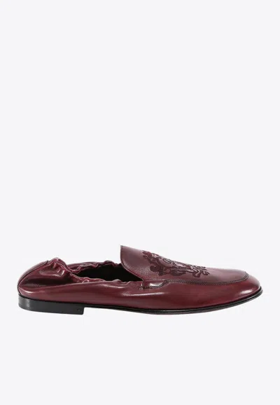 DOLCE & GABBANA ARIOSTO LOGO EMBROIDERED LOAFERS