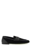 Dolce & Gabbana Ariosto Black Loafers With Metallic Dg Logo Plate On The Front In Leather And Suede Man In Black