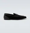 Dolce & Gabbana Ariosto Black Loafers With Metallic Dg Logo Plate On The Front In Leather And Suede Man In Black