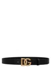 Dolce & Gabbana Black Belt With Buckle Closure And Interwoven Design In Leather Man