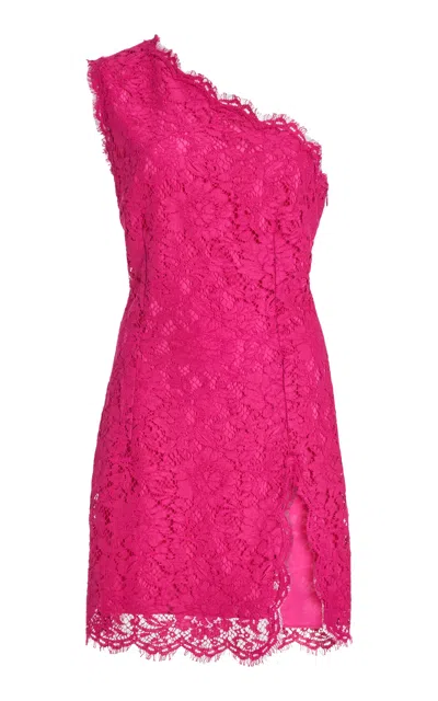 DOLCE & GABBANA ASYMMETRIC COTTON LACE MINI DRESS