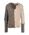 Dolce & Gabbana Asymmetric-neck Patchwork-design Jumper In Nude