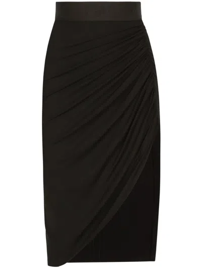 Dolce & Gabbana Asymmetrical Jersey Skirt With Draping In Black