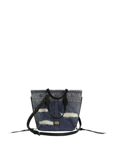 Dolce & Gabbana Atene Distressed Tote Bag In Blue