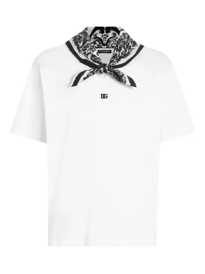 Dolce & Gabbana Attached-scarf Cotton T-shirt