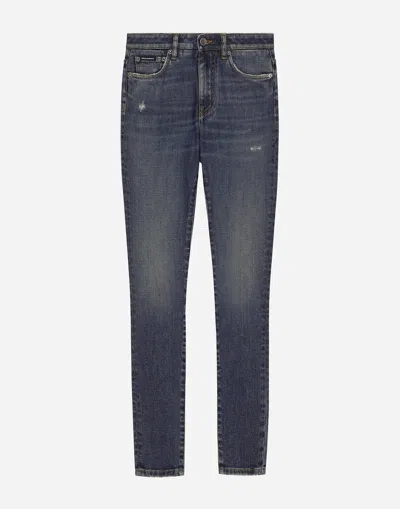 Dolce & Gabbana Skinny Cotton Denim Audrey Jeans In マルチカラー