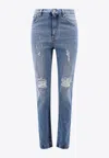 DOLCE & GABBANA AUDREY DISTRESSED MID-RISE JEANS