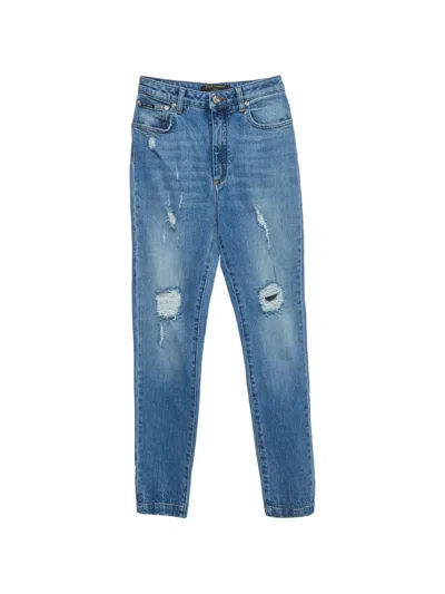 Pre-owned Dolce & Gabbana Audrey Distressed Straight-leg Jeans In Blue