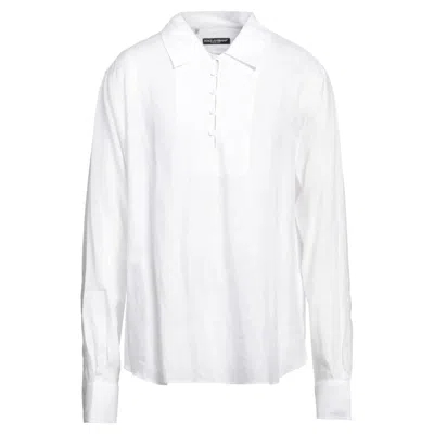 Pre-owned Dolce & Gabbana Auth Dg White Linen Popover Shirt Size Eu 39 - 15.5 3/4 Gold Fit Luxury Summer