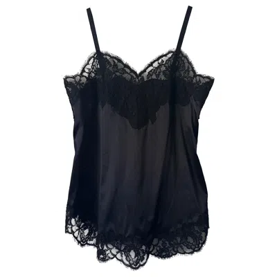 Pre-owned Dolce & Gabbana Authentic Dolce&gabbana Silk Satin Lingerie Camisole Top Black Sweetheart Neck