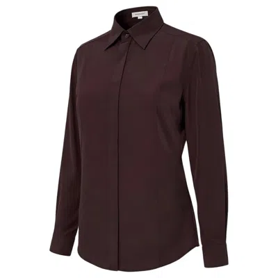 Pre-owned Dolce & Gabbana Authentic  Martini Fit 100% Silk Shirt In Rich Brown Button Front