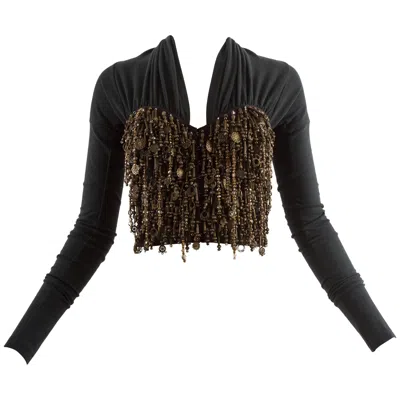 Pre-owned Dolce & Gabbana Autumn-winter 1990 Beaded Corset Blouse In Black