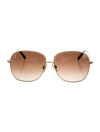 Pre-owned Dolce & Gabbana Aviator Gradient Sunglasses In Brown/gold/metallic