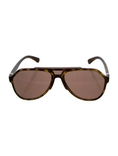 Pre-owned Dolce & Gabbana Aviator Tinted Sunglasses In Brown