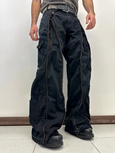 Pre-owned Dolce & Gabbana Aw03  Parachute Full Zipper Cargo Pants In Black