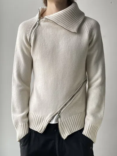 Pre-owned Dolce & Gabbana Aw03 Spiral Zip Turtleneck Sweater In Cream