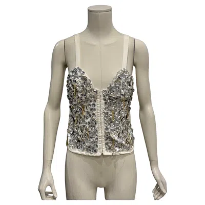 Pre-owned Dolce & Gabbana A/w1991  Beaded Crystal Corset In Gray