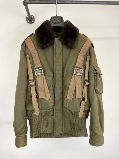 Pre-owned Dolce & Gabbana Aw2003  Bondage Cargo Bomber Jacket Archive In Miltary Green