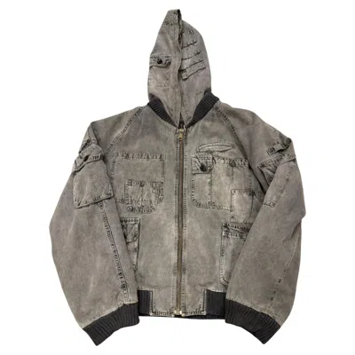 Pre-owned Dolce & Gabbana A/w2003  Faded Cargo Bomber Jacket In Gray