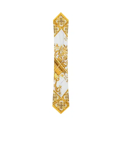 Dolce & Gabbana Azulejos Giallo Silk Belt In Multicolor
