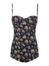 Dolce & Gabbana Small Floral-print Balconette One-piece Swimsuit In Black