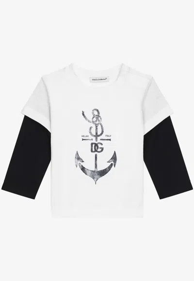 Dolce & Gabbana Babies' Dg Anchor-print Cotton T-shirt In Multicolor