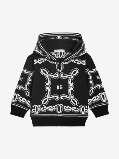 Dolce & Gabbana Kids'  Baby Boys Bandana Print Zip Up Top In Black