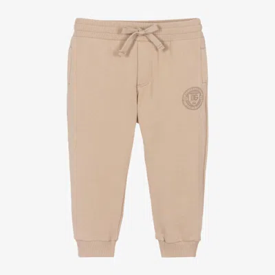 Dolce & Gabbana Baby Boys Beige Cotton Joggers In Brown