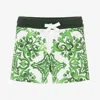 Dolce & Gabbana Majolica-print Cotton Shorts In Green
