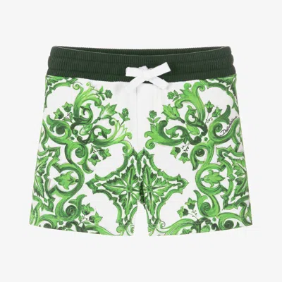 Dolce & Gabbana Babies' Majolica-print Cotton Shorts In Green